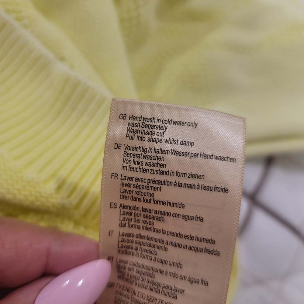 Scotch & Soda Textured Palm Tree Knit Dopamine Dressing Yellow Coastal Chic Xs - Picture 9 of 13